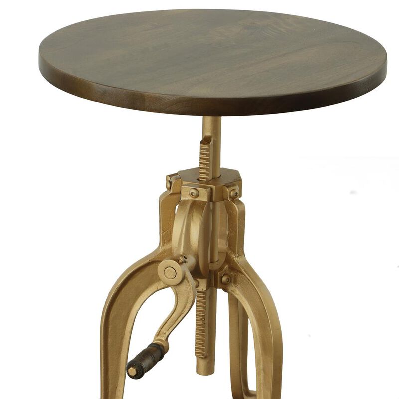 Carolina Living Regan Adjustable Accent Table - Elm Top - Gold Base