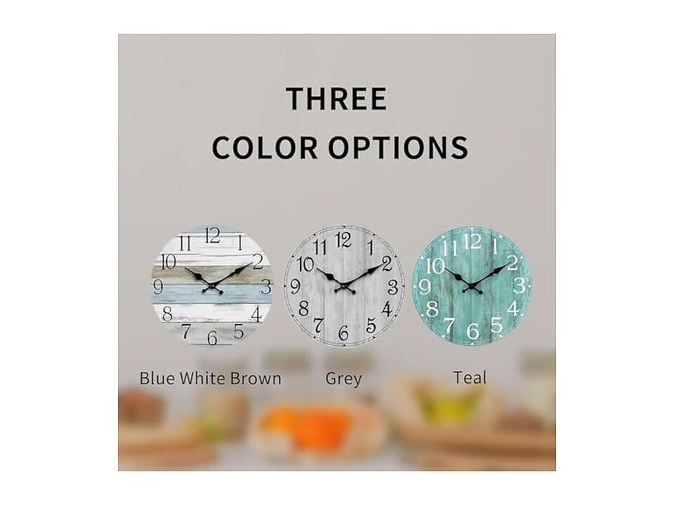 Rustic Wooden Wall Clock 8 Inch Silent Non Ticking Wood Battery Operated