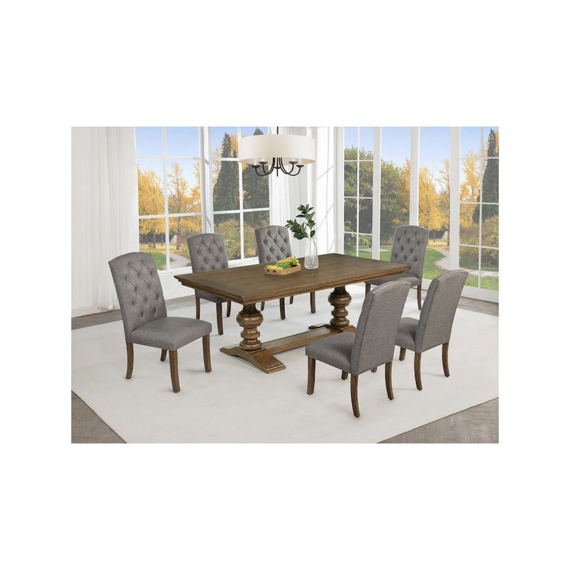 Best Quality Furniture Dinging Set With 6 Dark Grey Side Chairs And One 72 Wood Dining Table