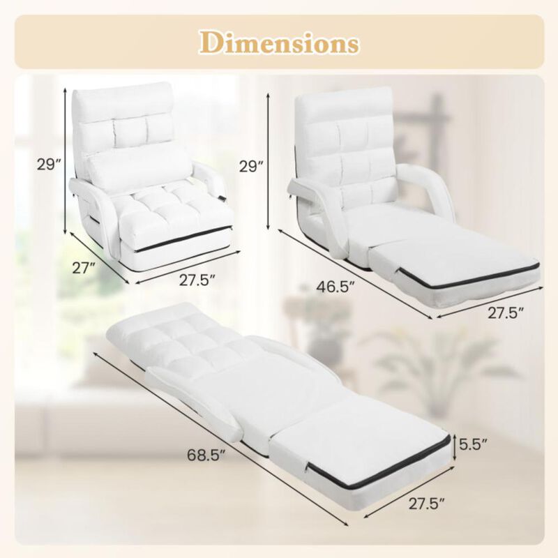 Hivvago Folding Lazy Floor Chair Sofa with Armrests and Pillow