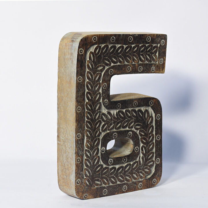 Vintage Gray Handmade Eco-Friendly "6" Numeric Number For Wall Mount & Table Top Décor