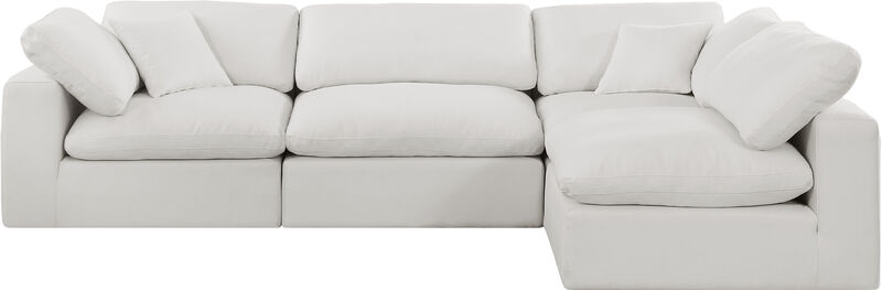 Meridian Furniture Comfy Cream Linen Textured Fabric Modular Sectional