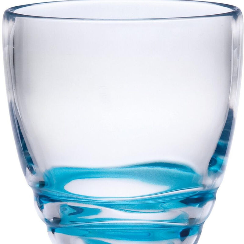 HomeRoots Set of Four Clear and Blue Swirl Acrylic Stemmed All Purpose Wine Glass image number 3