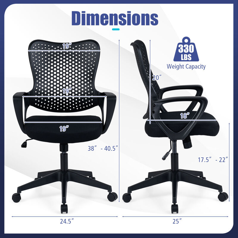 Adjustable Height Office Desk Chair with Breathable Butterfly Back Design image number 2