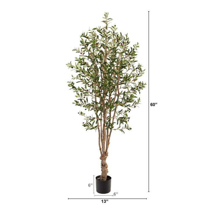 HomPlanti 5 Feet Olive Artificial Tree with 1656 Leaves