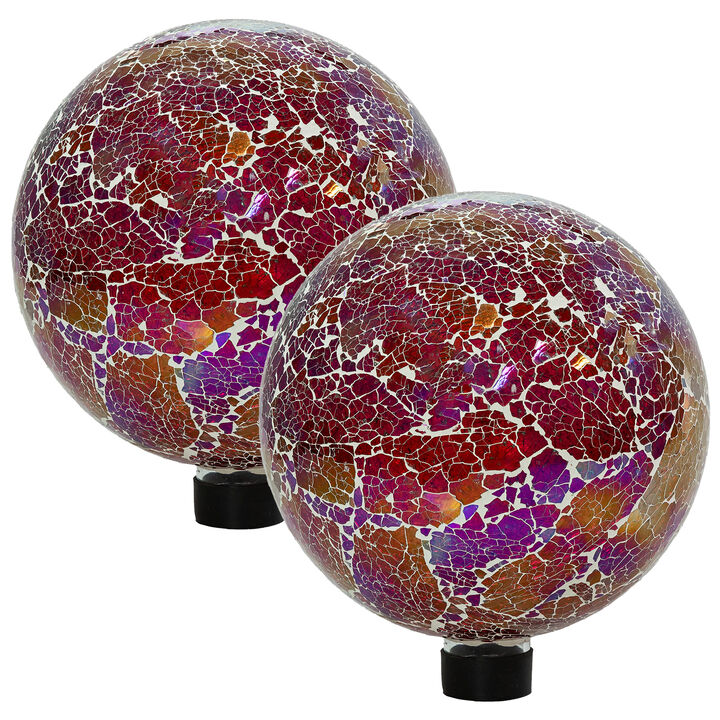 Sunnydaze Pearl Pink Crackled Glass Mosaic Gazing Globe - 10 in - 2pk