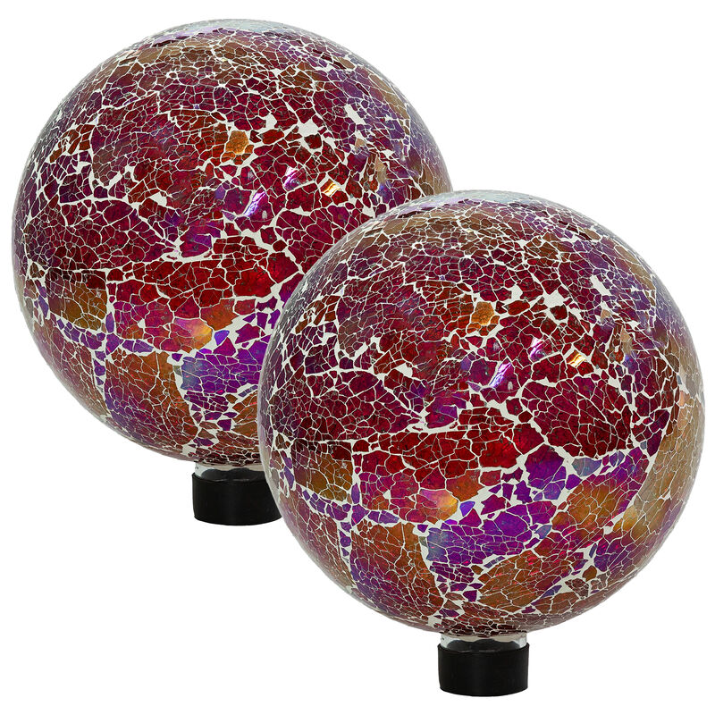 Sunnydaze Pearl Pink Crackled Glass Mosaic Gazing Globe - 10 in - 2pk image number 0