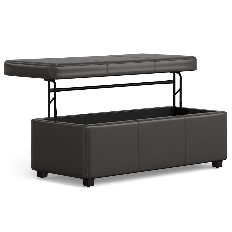 Simpli Home Avalon Lift Top Rectangular Storage Ottoman image number 2