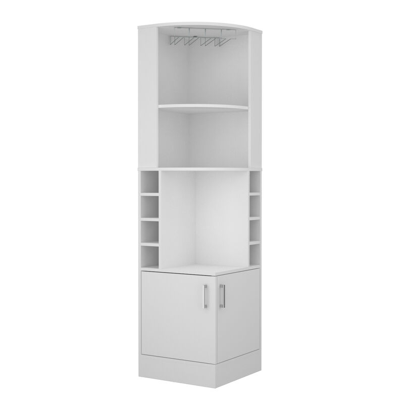 DEPOT E-SHOP Egina Corner Bar Cabinet, Two External Shelves , White