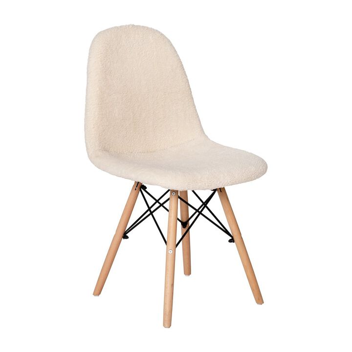 Flash Furniture Padded Armless Faux Shearling Accent Chair with Beechwood Legs in Off-White