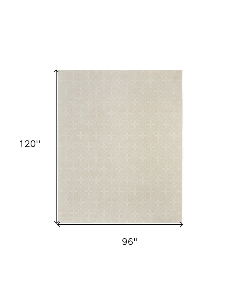 HomeRoots 8' X 10' Beige And Ivory Geometric Indoor Outdoor Area Rug image number 2