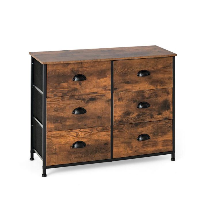 6 Fabric Drawer Storage Chest with Wooden Top