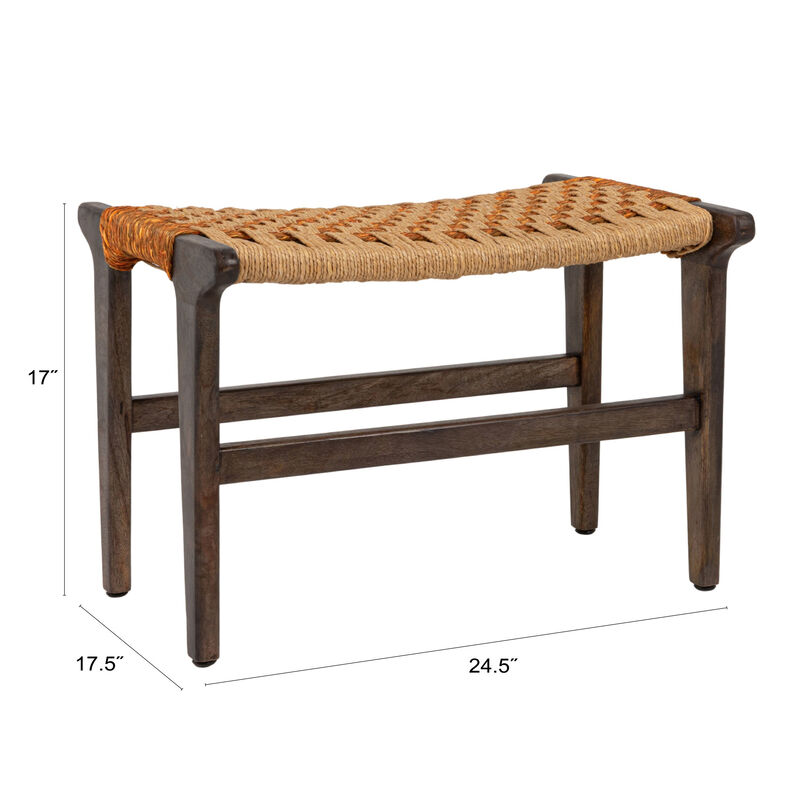 Mango Wood and Jute Stool, Multicolor image number 2