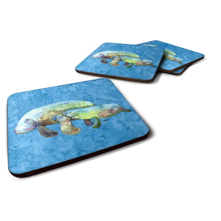 Caroline's Treasures 8660FC Manatee Foam Coasters (Set of 4), 3.5 H x 3.5 W, Multicolor