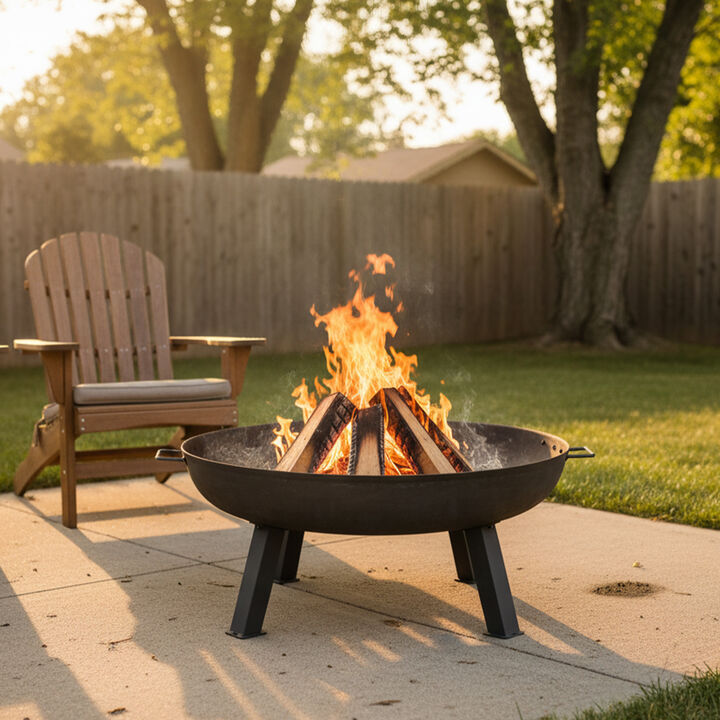 Sunnydaze Rustic Cast Iron Fire Pit Bowl with Stand