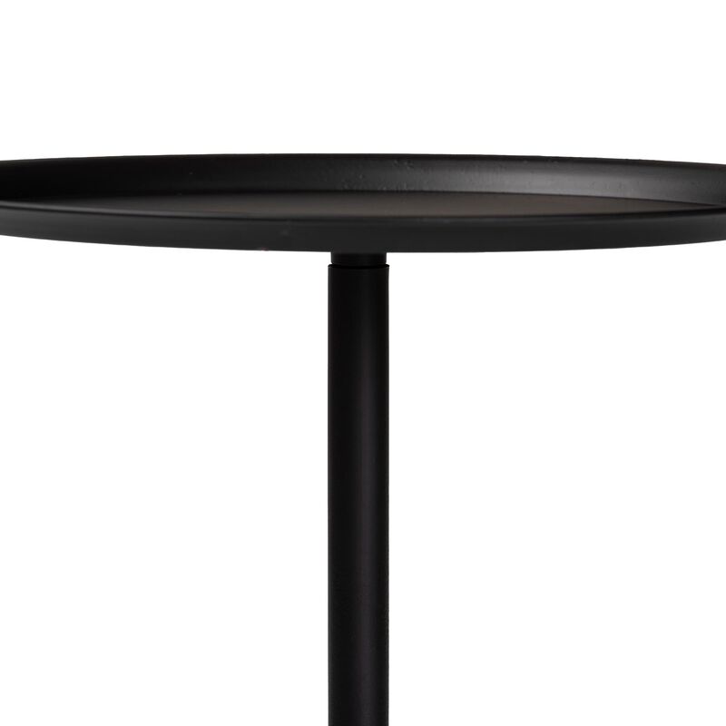 Baxton Studio Webb Black Metal Pedestal Side Table &ndash; Modern Accent Table with Round Tray Top for Indoor or Semi-Outdoor Use image number 2