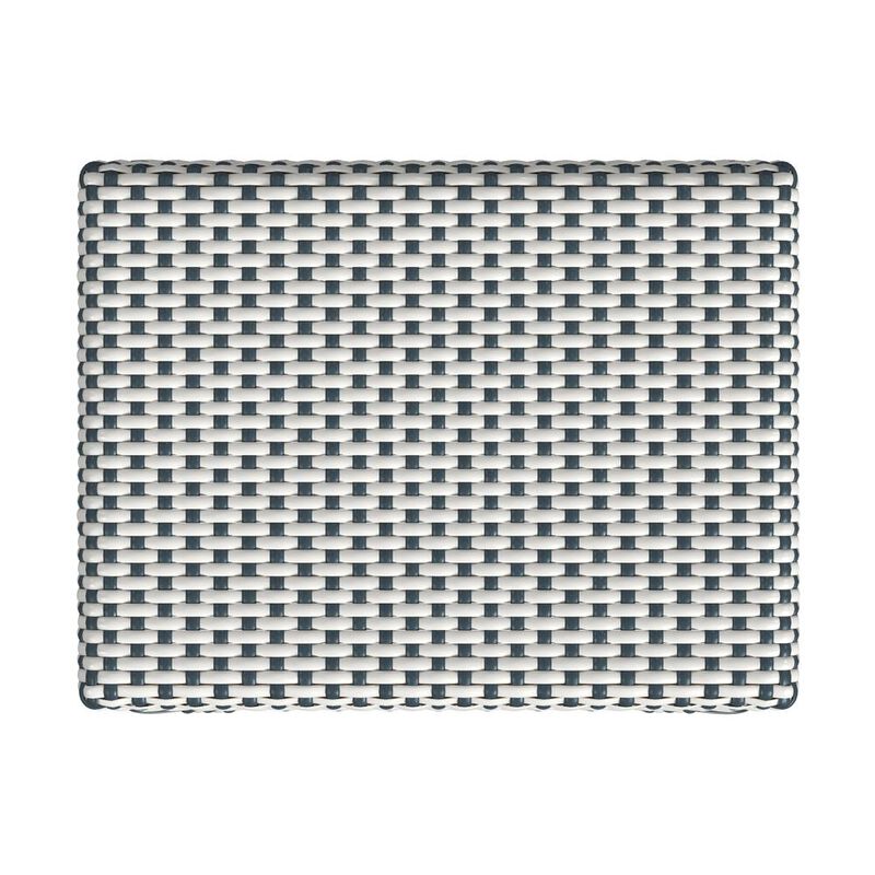 Butler Specialty Robias Rectangular Rattan 30 Bar Stool, White and Navy Stripe