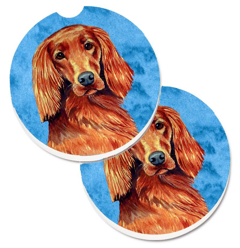 Caroline's Treasures Blue Irish Setter Set of 2 Cup Holder Car Coasters LH9389BUCARC, 2.56, Multicolor image number 0