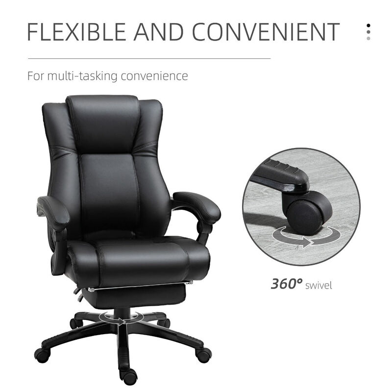 Black Executive Comfort: High Back Office Chair with Footrest