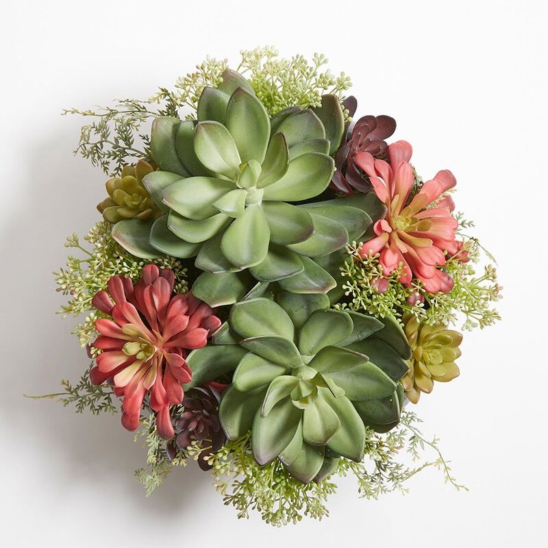 Round Artificial Succulent Arrangement, Gray Planter image number 5