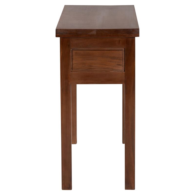 bali & pari Alannis Mahogany Wood Console Table - Accent Table with Carved Floral Apron for Entryway, Living Room, or Hallway image number 2