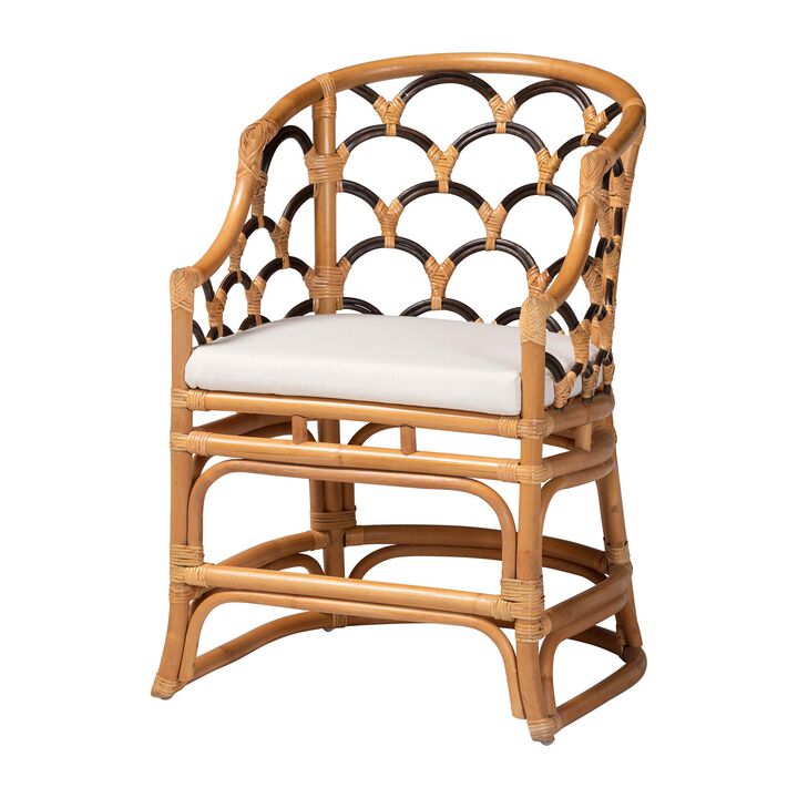 bali & pari Veneto Natural Rattan Dining Chair with Scalloped Back