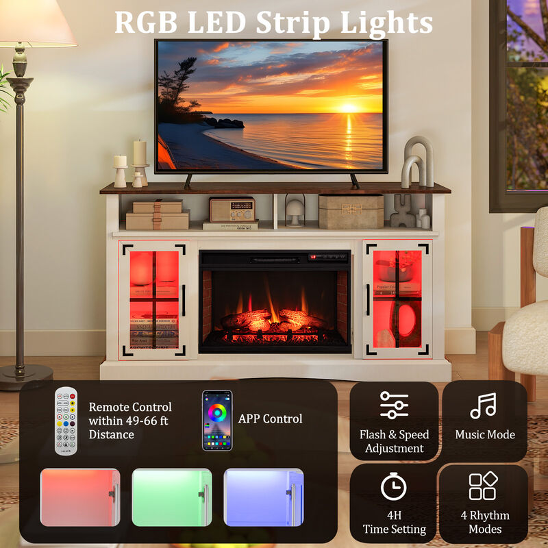 Electric Fireplace TV Stand with Remote Control and Thermostat for Living Room image number 6