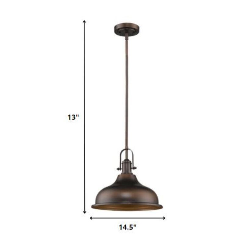 Hivvago Antique Bronze Hanging Light with Dome Shade