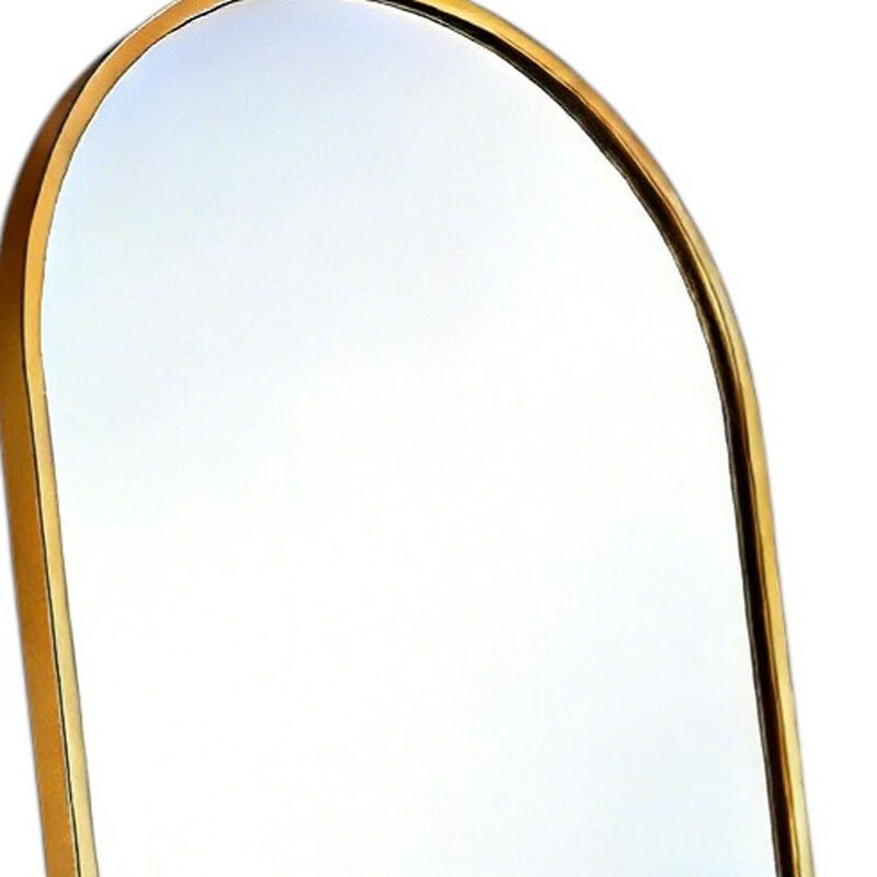 HomeRoots 57" Gold Aluminum Arch Freestanding And Wall Mounted Framed Full Length Mirror image number 2
