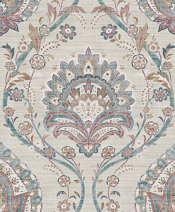 Teigen Multicolor Floral Damask Wallpaper