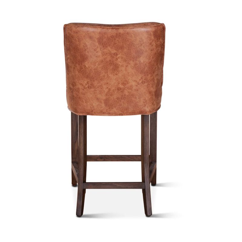 World Interiors Avery Counter Chair in Tan Leather with Matte Brown Legs image number 2