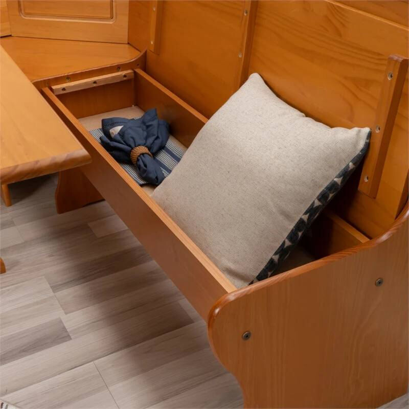 Compact Corner Dining Set, 3-Piece Reversible Bench with Wood Finish Table