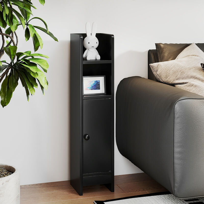 Corner Bathroom Cabinet Slim Design with Door and Adjustable Shelf image number 3