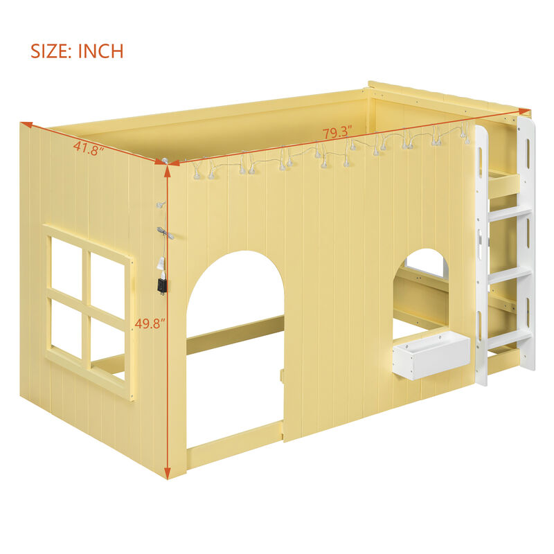 Merax Country-Style Loft Bed with Warm LED Lights image number 3
