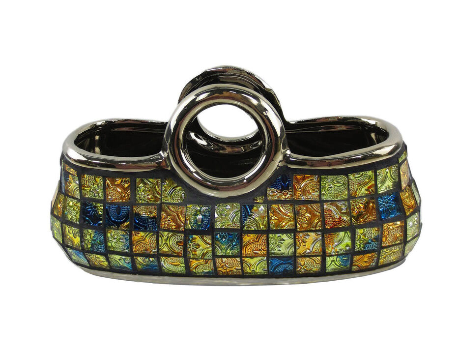 Dolce Mela Purse Decorative Ceramic & Glass Flower Vase (Larger Size)