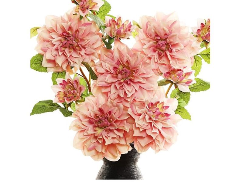 5 Pack Artificial Dahlia Flower Stems Long Stem Wedding Centerpiece Decor image number 0