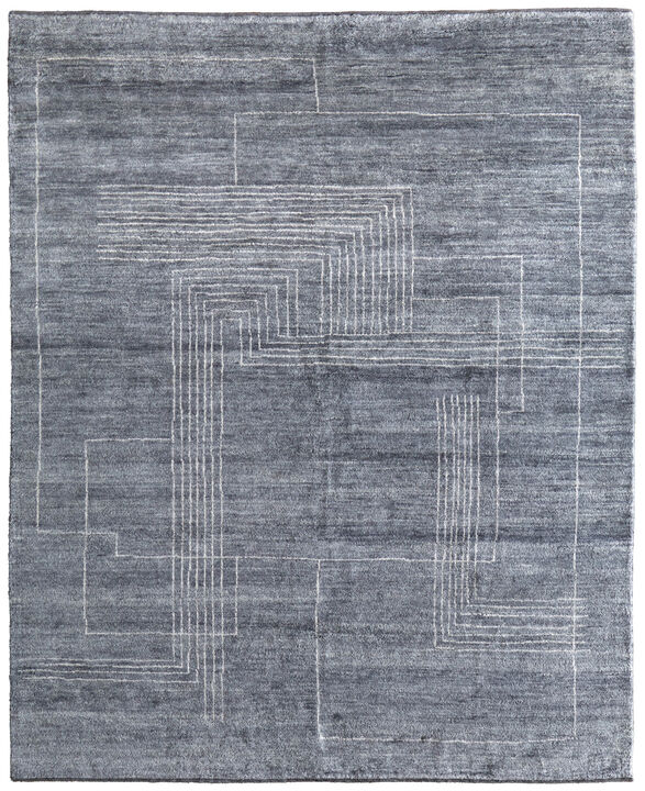 HomeRoots Abstract Hand Knotted Distressed Area Rug