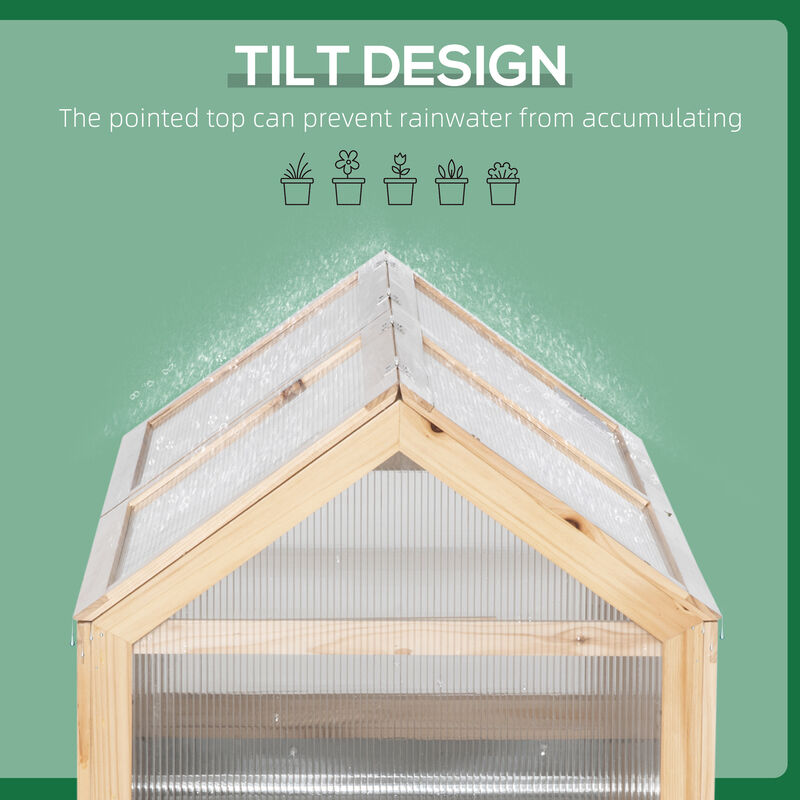 Hivvago Wooden Elevated Planter with Greenhouse Lid image number 7