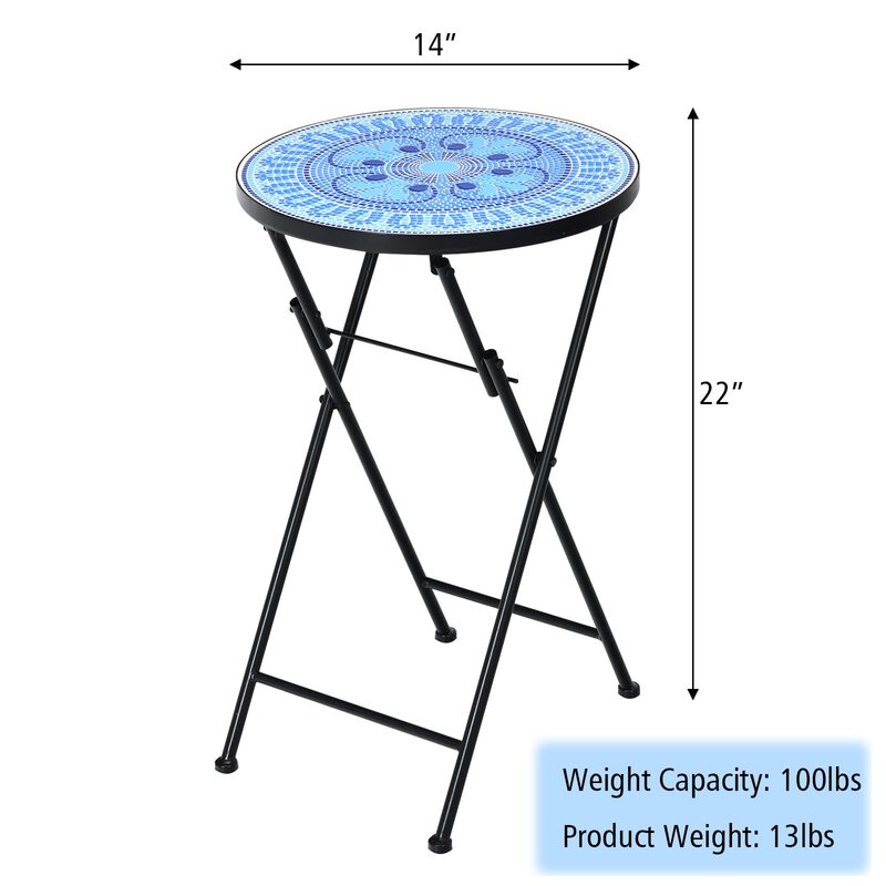14 Inch Round End Table with Ceramic Tile Top image number 7