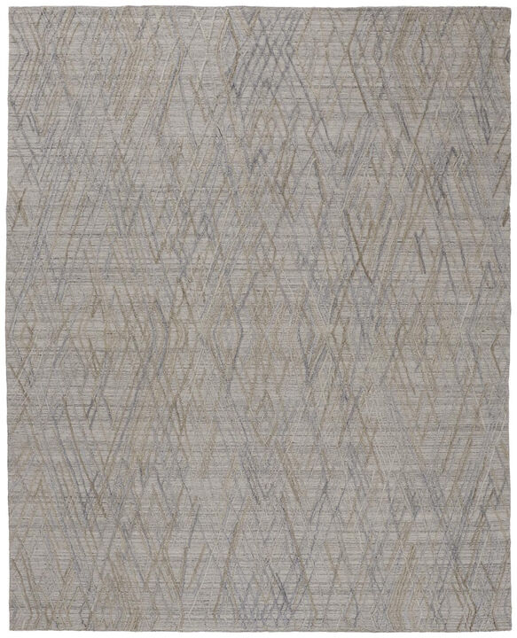 2 X 3 gray And Blue Abstract Hand Woven Area Rug