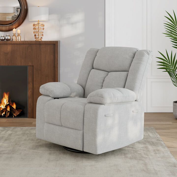 ProLounger Swivel Glider Recliner in Gray Velvet with Pillow Top Arms