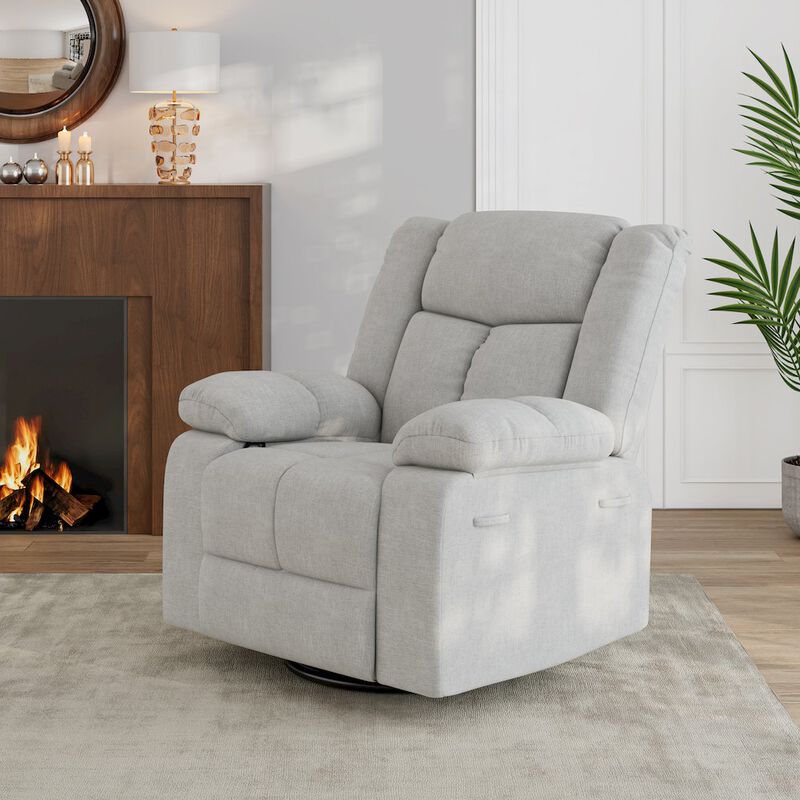 ProLounger Swivel Glider Recliner in Gray Velvet with Pillow Top Arms