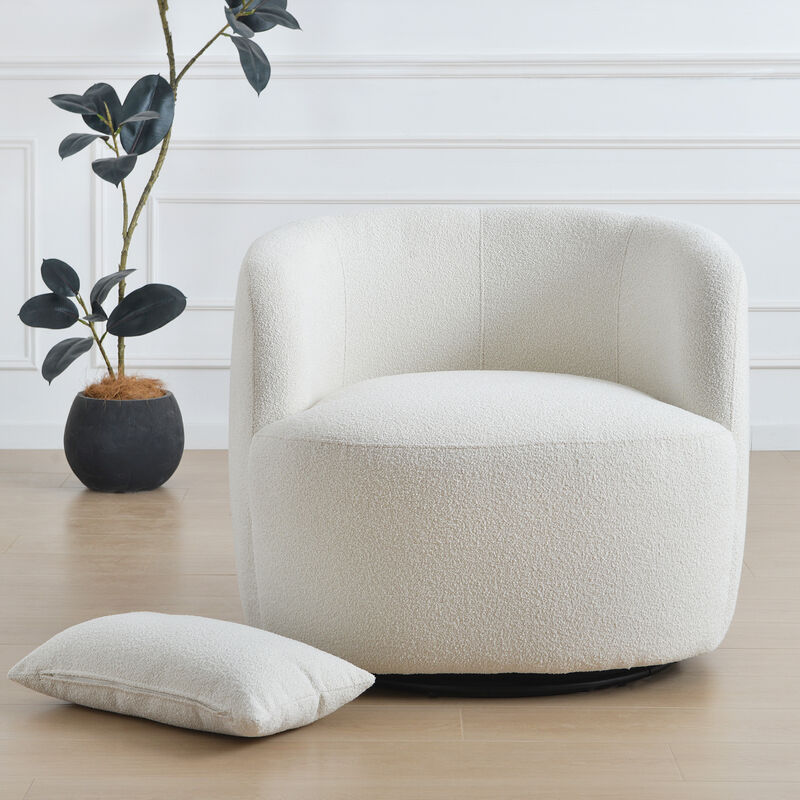 Ashlie Boucl&eacute; Swivel Barrel Chair