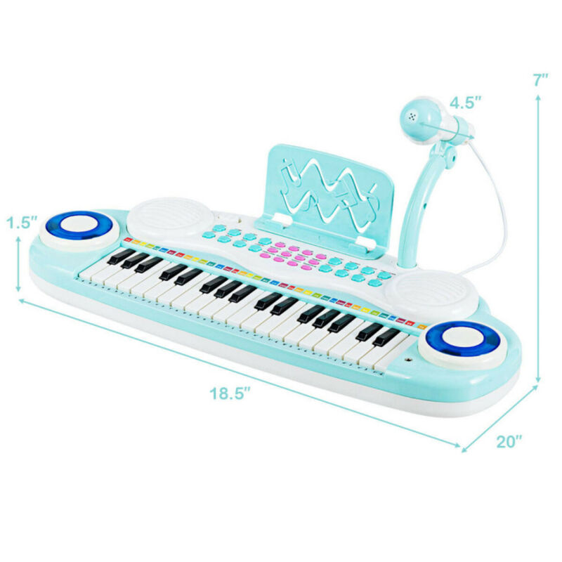 37 Key Electric Keyboard Piano with Microphone &ndash; Blue image number 2