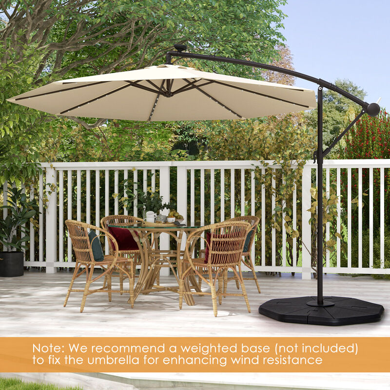 Solar-Powered LED Patio Umbrella with 40 Lights &ndash; Offset Design & Cross Base