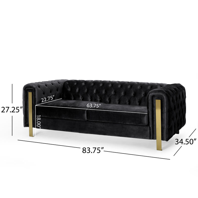 Merax 3-seat Velvet Sofa with Tufted Back and Arm