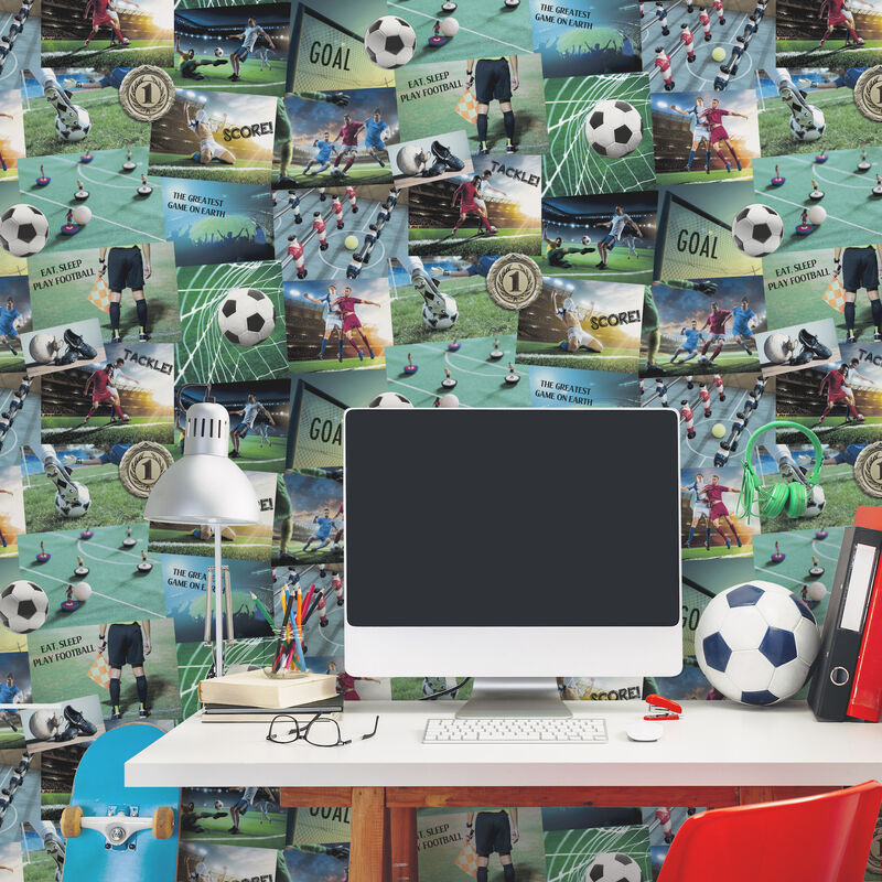 Football Fan Multicolor Soccer Wallpaper (Set of 2) image number 1