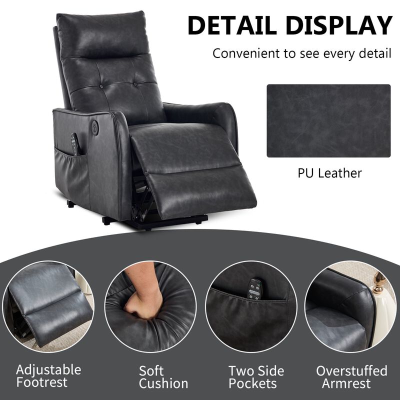 Faux Leather Power Lift Recliner Chair 155&deg; Recliner with Massage Heat & USB image number 7