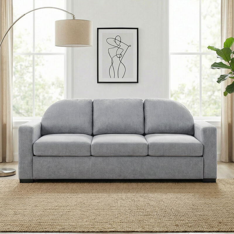 Merax Modern Curved Back Chenille 3-Seater Sofa with Pocket Spring Cushions image number 1