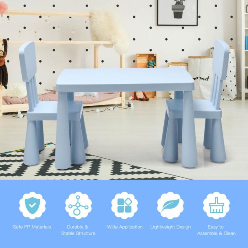 Hivvago 3 Pieces Toddler Multi Activity Play Dining Study Kids Table and Chair Set